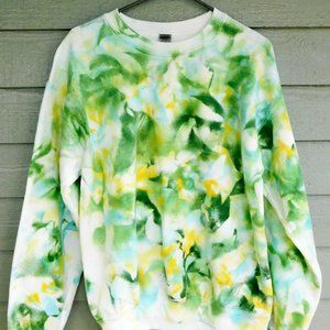 Handmade Green, Yellow & Blue Tie Dye Sweatshirt - M - New